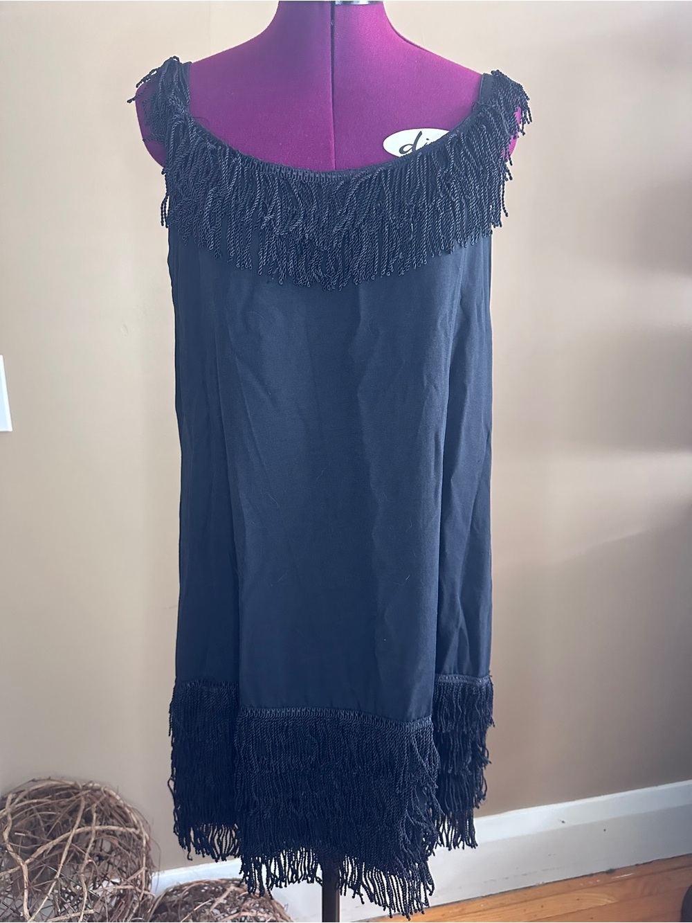 Vintage Pariscope Fringed Slip Dress, Flapper, Holidays, Party, Resort, Layering